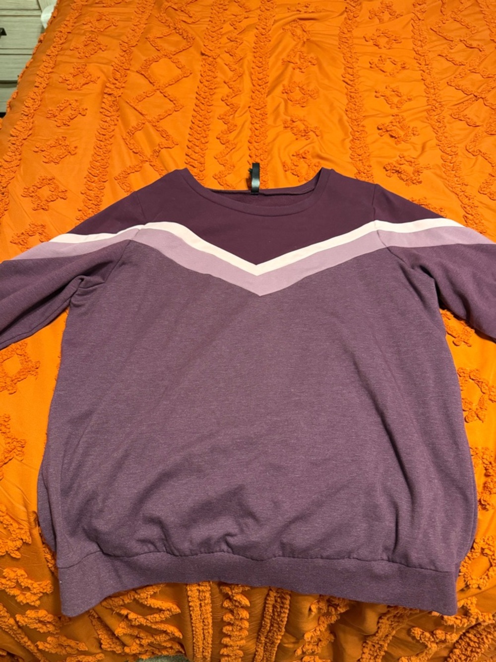 torrid Purple Chevron Scoop Neck Sweater with Light Pink and White Stripes
